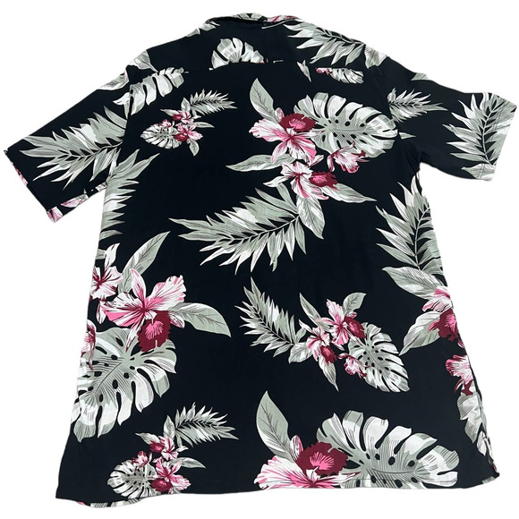 Tenth & Ocean Black Tropical Print Hawaiian Button Down, Size XLT - Picture 2 of 6